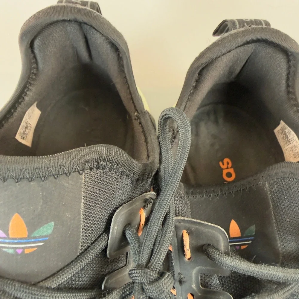 Adidas NMD R1 Mens 12 Running Shoes Black White Lace Up Low‎ Training Sneakers